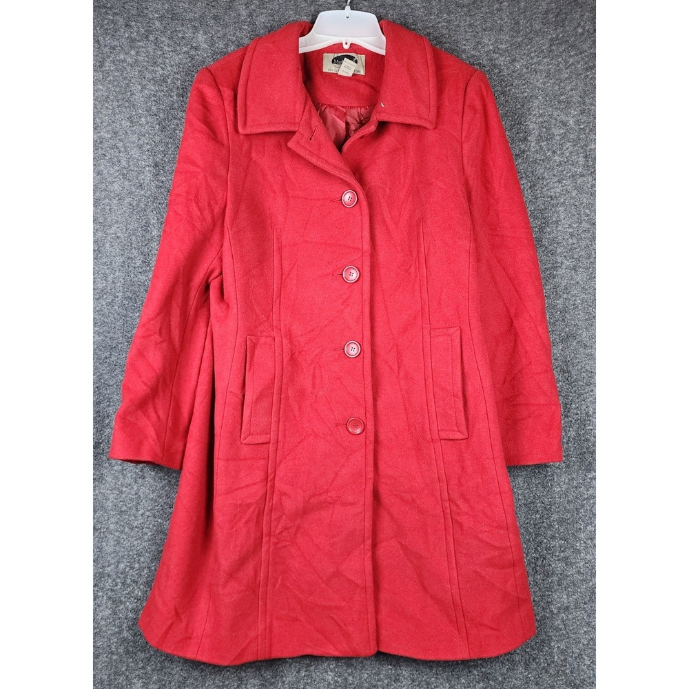 Mark Reed Wool Coat Womens 12 Red Button Front Long Sleeve EUC